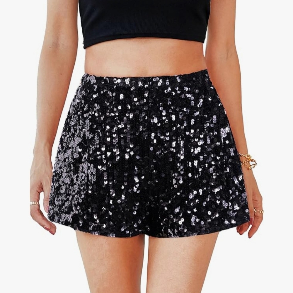 Sequin Black Women's Shorts Size: Medium